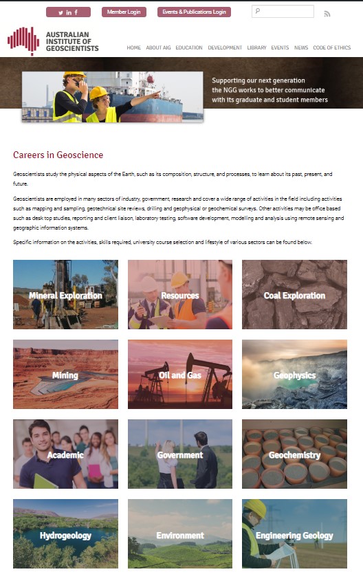Aig Careers In Geoscience Web Pages Launched Australian Institute Of